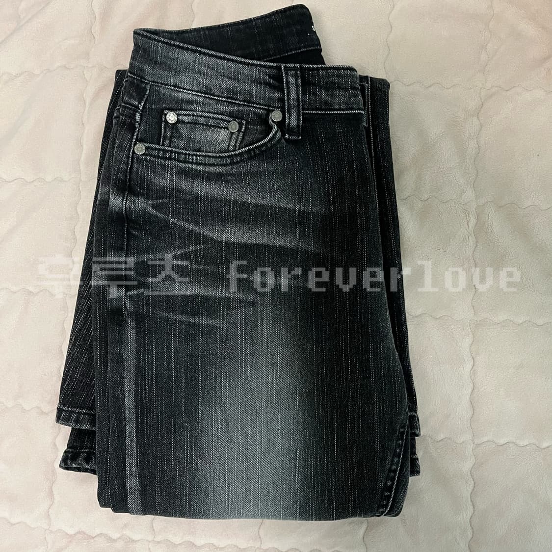 실사O) 시너진 캣워싱 데님팬츠 블랙 상품이미지2