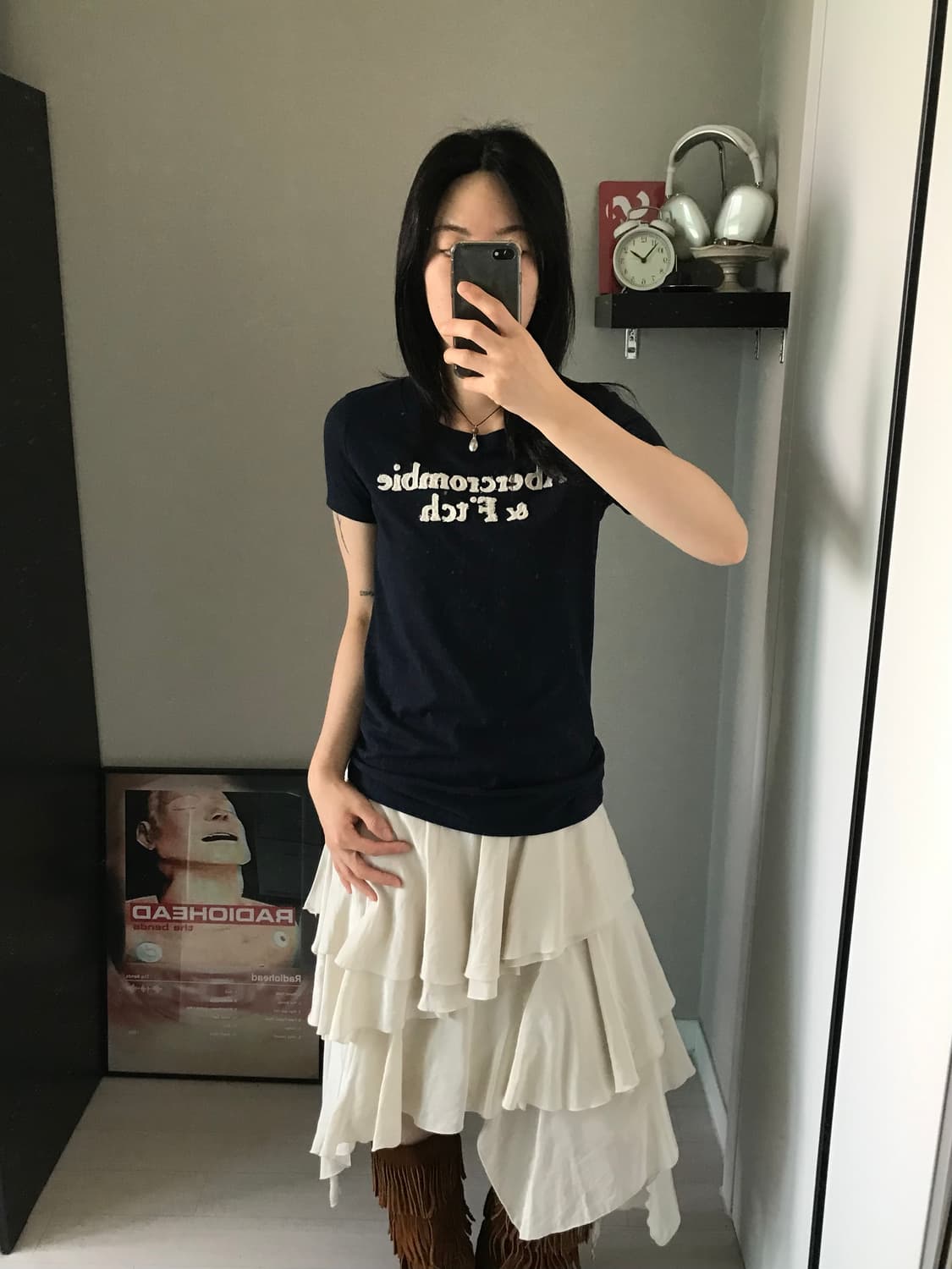 아베크롬비 자수로고 블랙 반팔티 상품이미지2