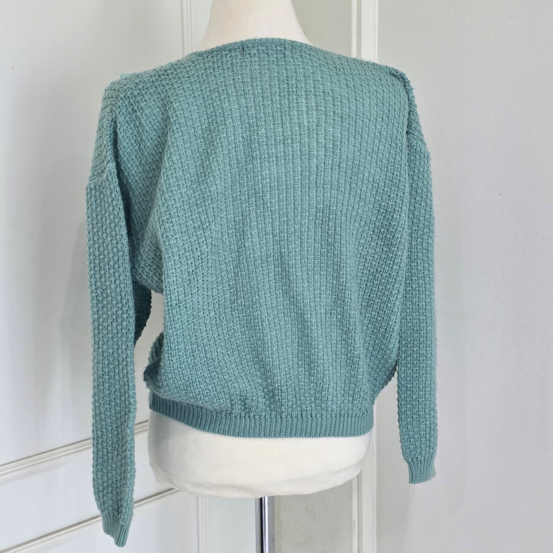 일본빈티지)하구미모리걸st 핀터깔 애플민트그린 리본 레이스 니트스웨터 상품이미지4