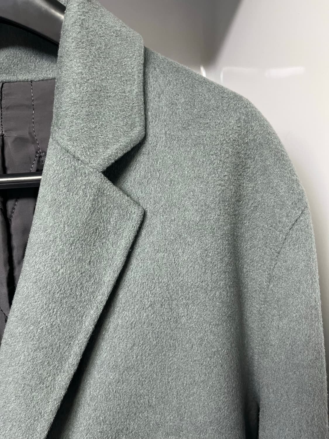 타임옴므 민트 캐시미어 핸드메이드 더블 코트 110사이즈 상품이미지3