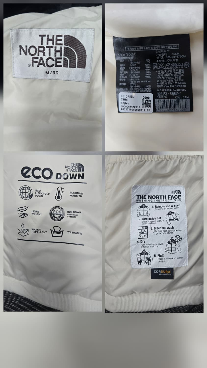 노스페이스 공용 눕시 코듀로이 구스다운 패딩 화이트라벨 상품이미지10