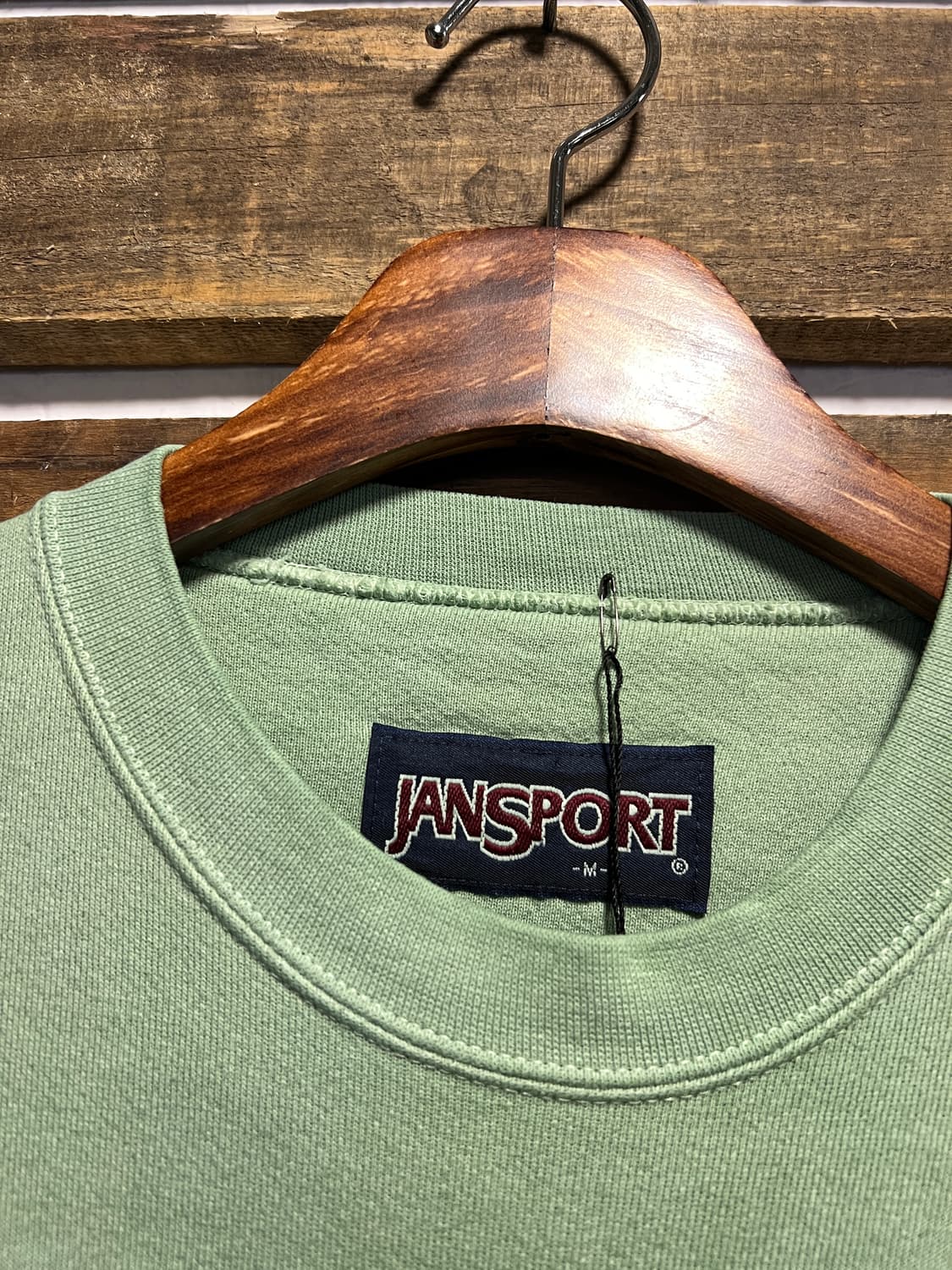 [M]90's Jansport USA 그린 가먼트다잉 스웻셔츠 상품이미지2