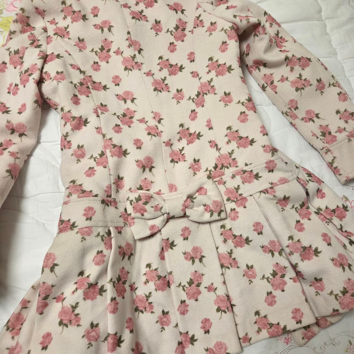 히메갸루 모리걸 디어리 꽃무늬 플로랄 핑크 리본 코트 리즈리사 상품이미지2