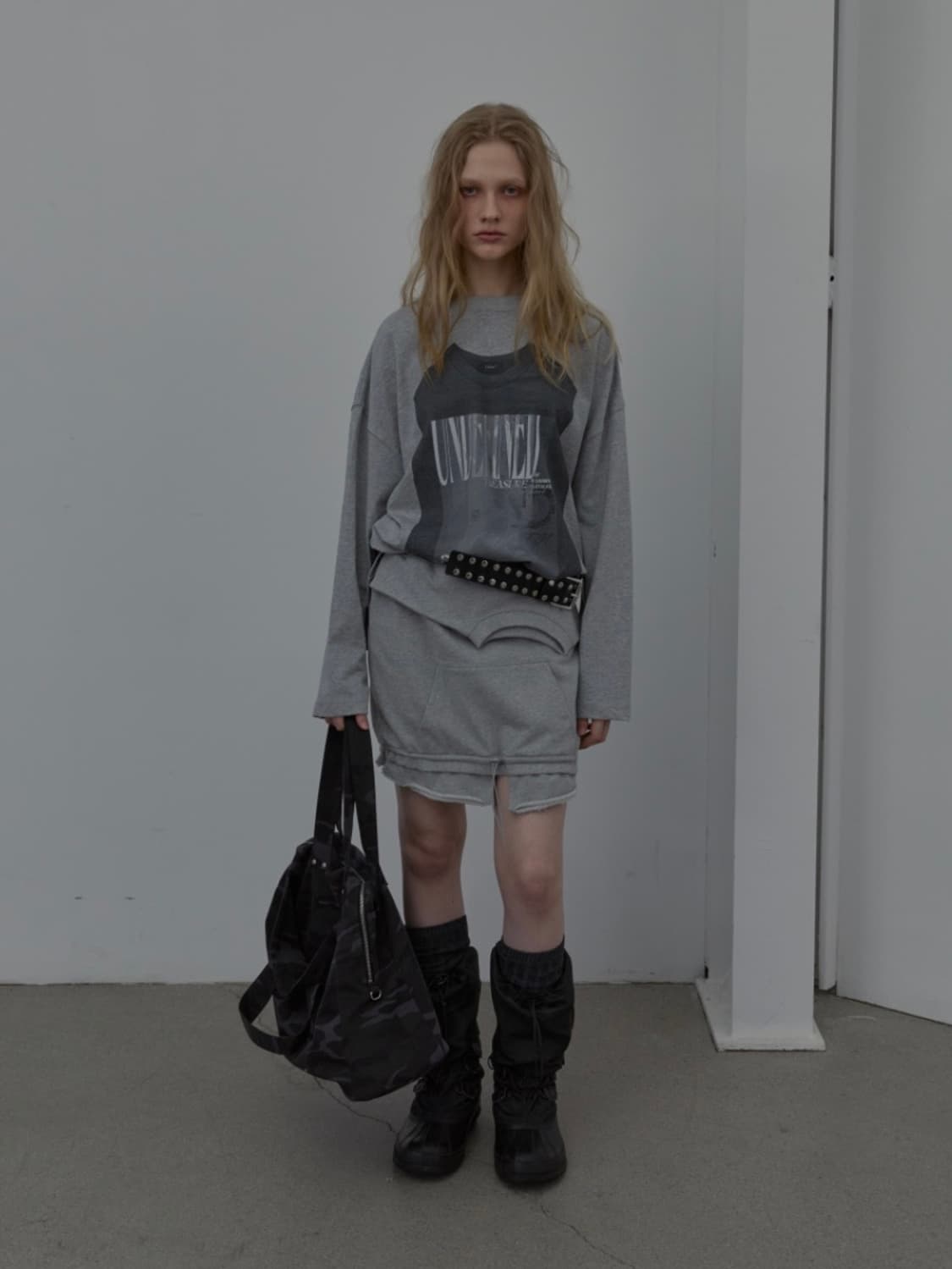 Layered camo tote bag dark grey 상품이미지2