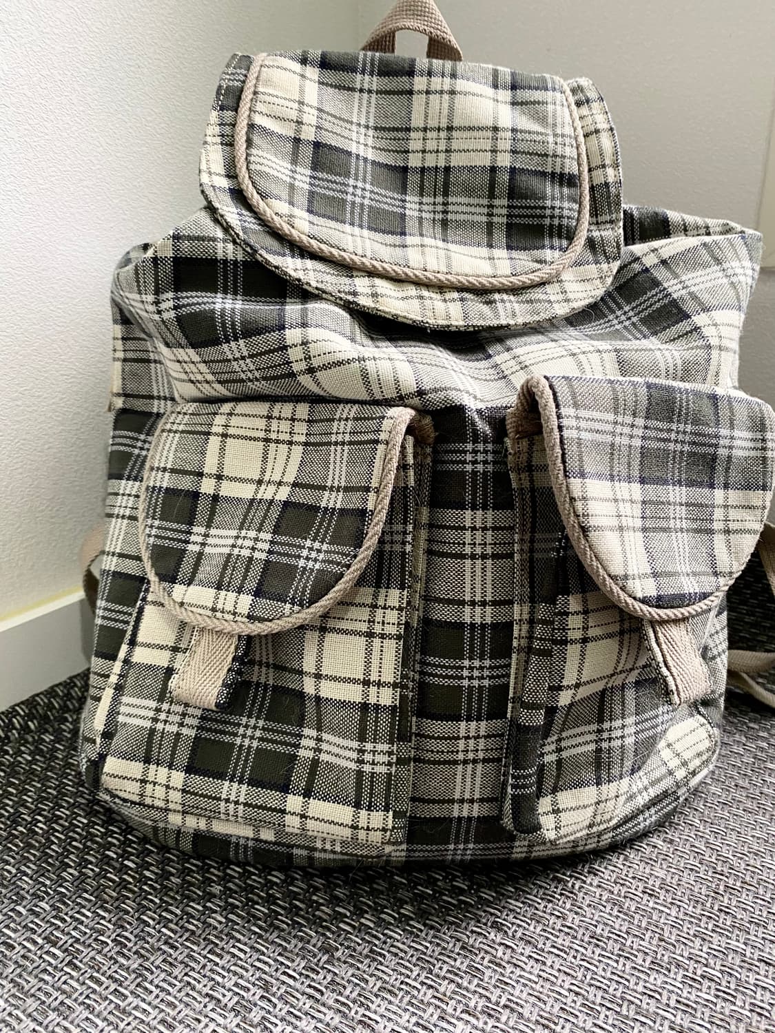 Kawaii Check Pattern Backpack 상품이미지3