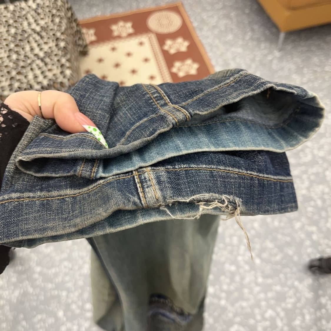 푸부 올드스쿨 레트로 스트릿 언발 프린팅 데님팬츠 32인치 C08953 상품이미지10