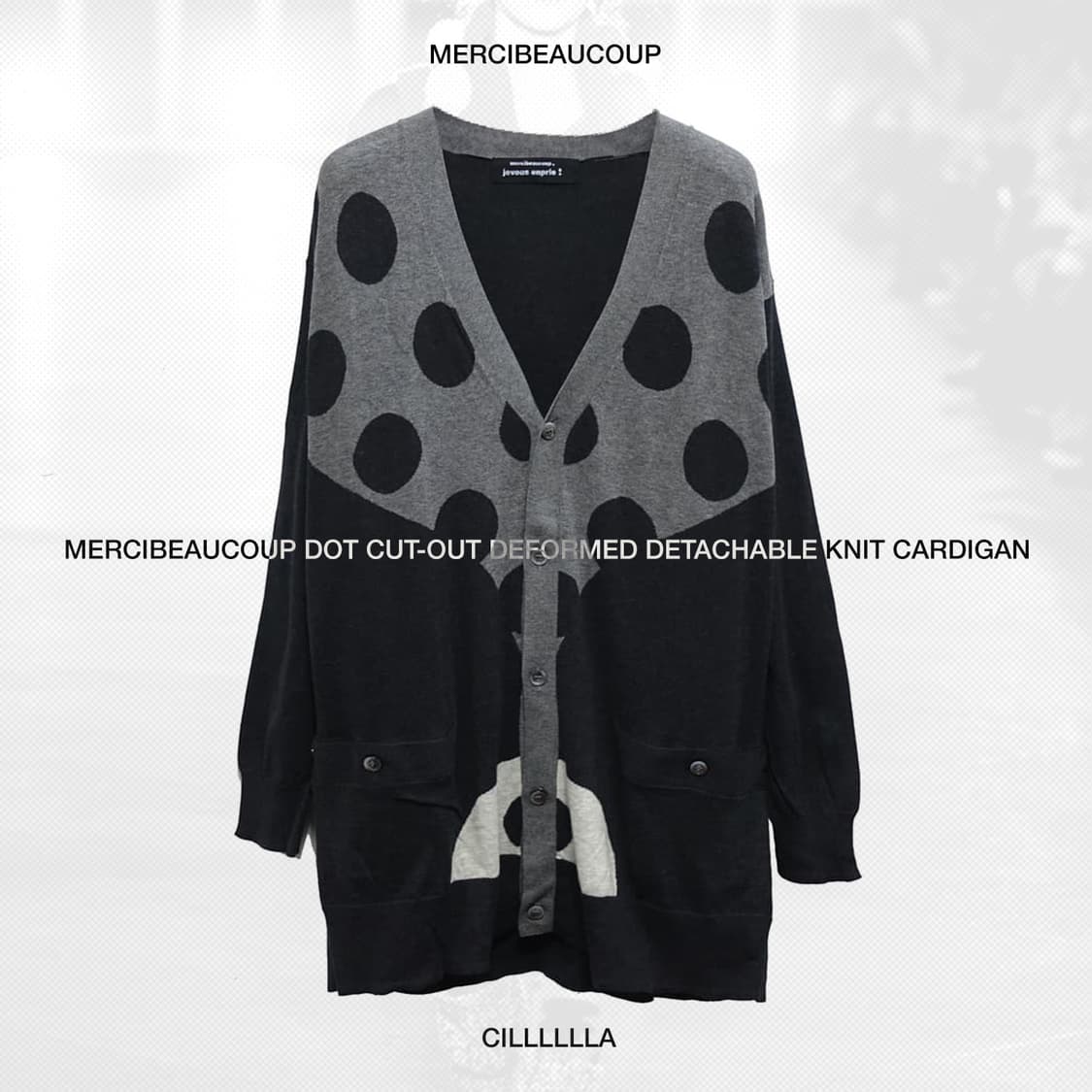 mercibeaucoup 메르시보꾸 도트 절개 변형 탈부착 니트 가디건 상품이미지1