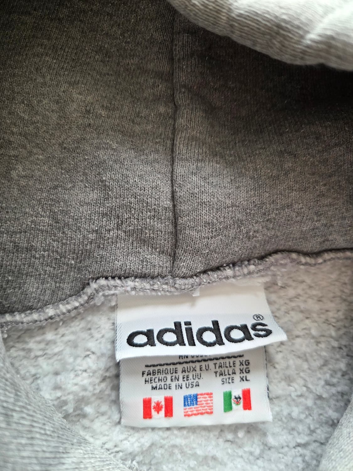 90s 빈티지 아디다스 후드 후드티 그레이 [xl] usa 상품이미지5
