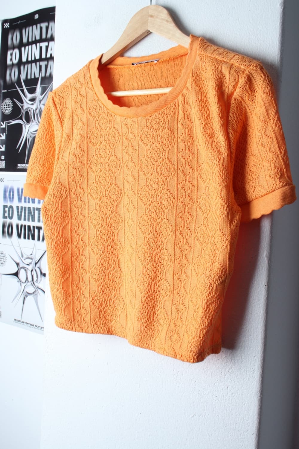 W(XL) 자라 반팔 티셔츠 니트 시스루 크롭 오렌지-H31440 상품이미지1