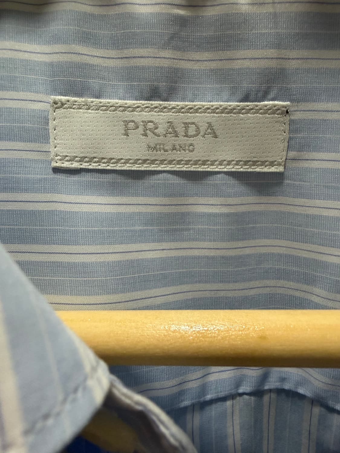 PRADA 체스트 삼각 로고 스트라이프 코튼 셔츠 상품이미지3