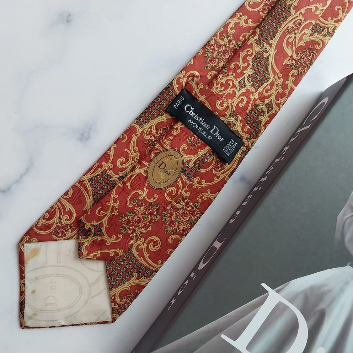 디올 브라운 오리엔탈 패턴 넥타이 8.9cm A+~A등급 K2565
 상품이미지7