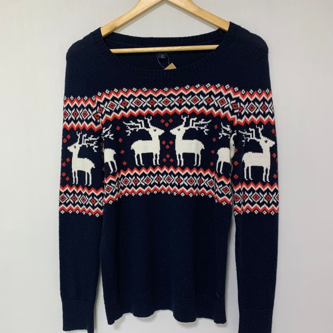 타미힐피거 빈티지 노르딕 사슴 패턴 니트 스웨터 네이비 S 상품이미지2