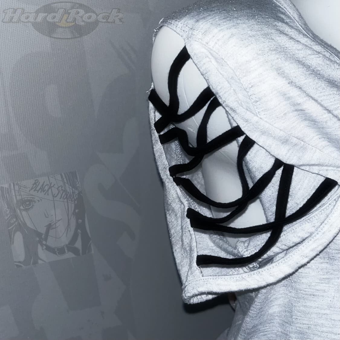 Hard Rock 00s 숄더 레이스업 와투케 갸루 반팔티 상품이미지4