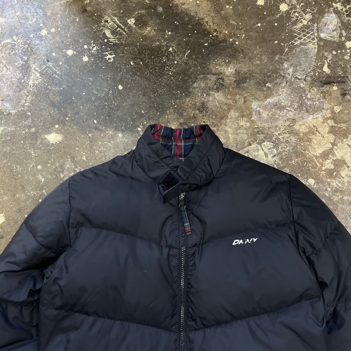 XS) DKNY 체크 양면 덕다운패딩점퍼 리버시블 오리털 패딩 자켓 상품이미지4