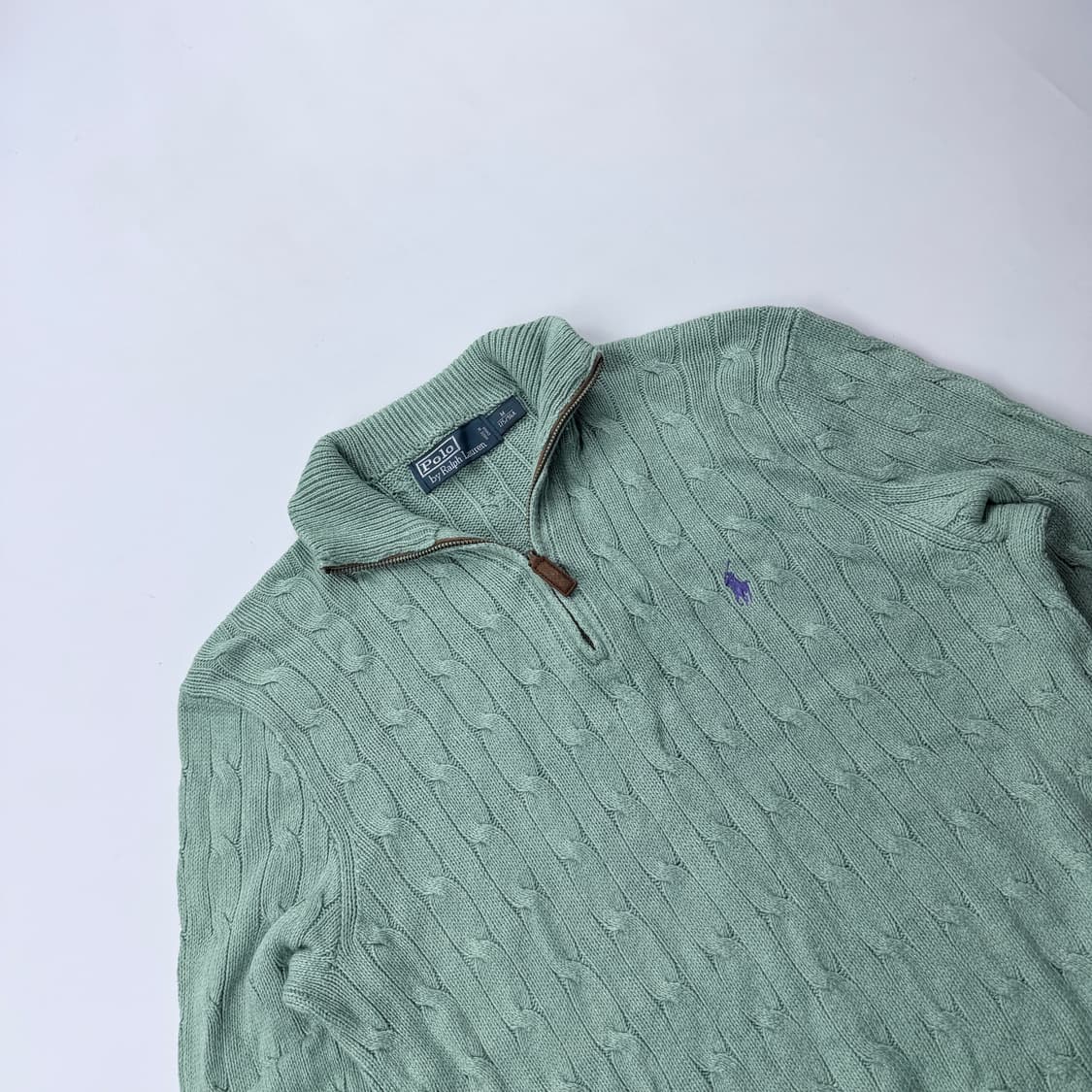 폴로 랄프로렌 케이블니트 꽈배기니트 반집업 상품이미지2