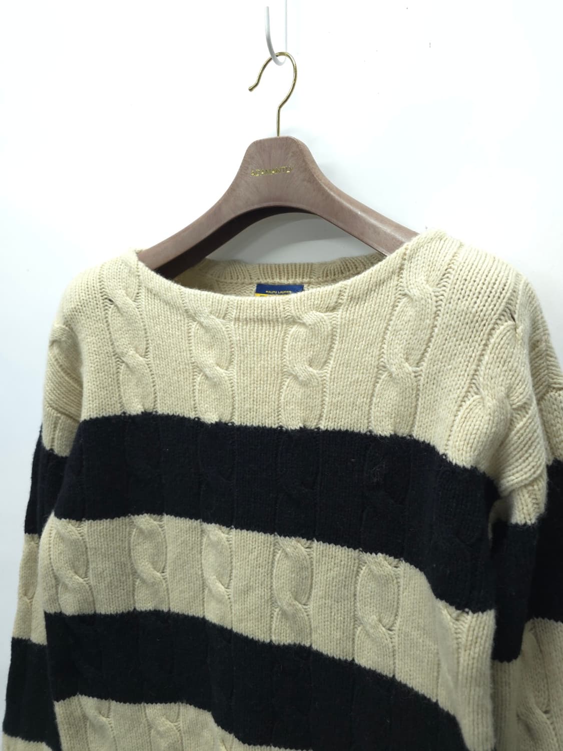 ​[희귀] 폴로 럭비라인 한정판 셰틀랜드 울 100% 꽈배기 단가라 니트 상품이미지3