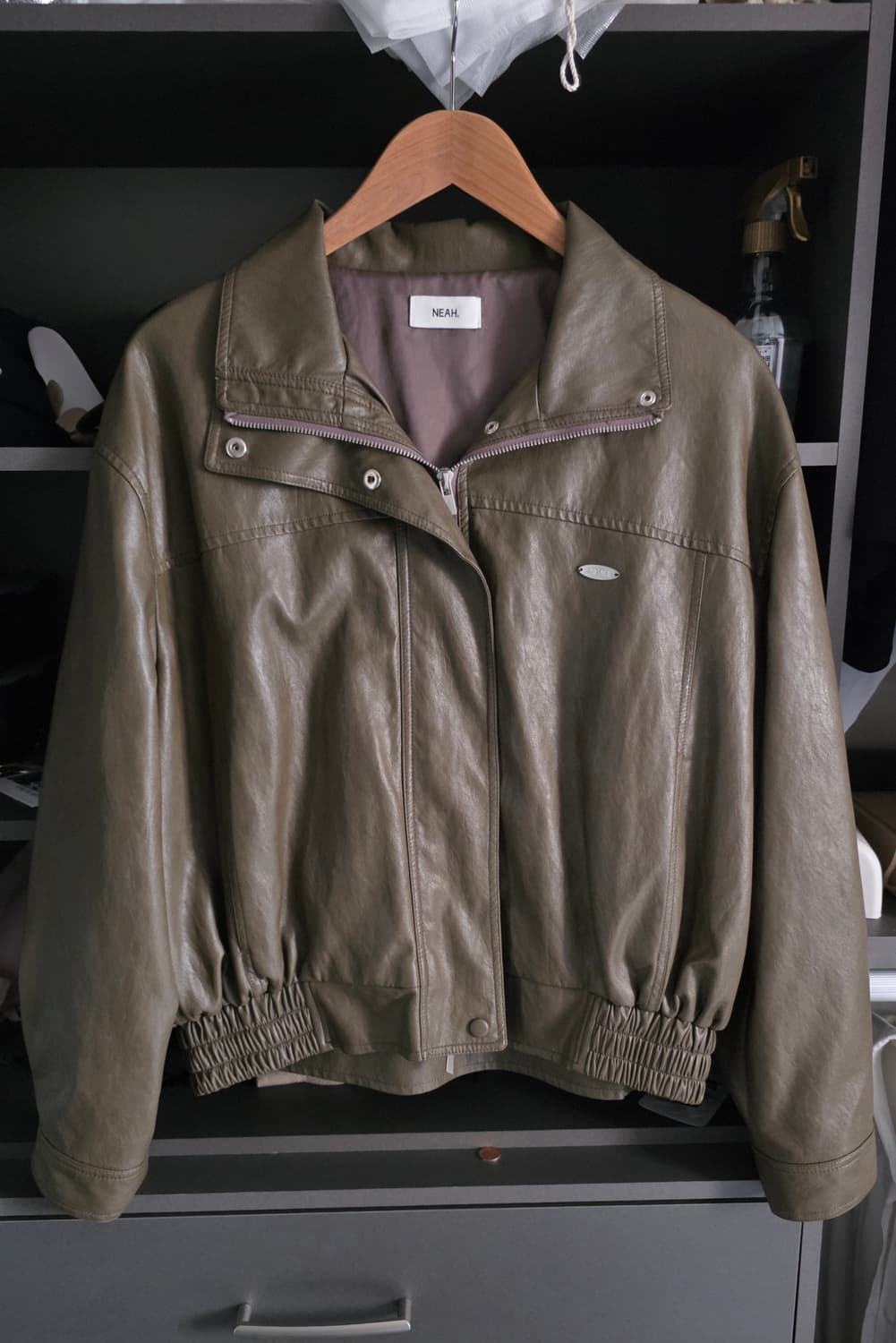 98도씨 하이넥 레더 자켓 상품이미지7