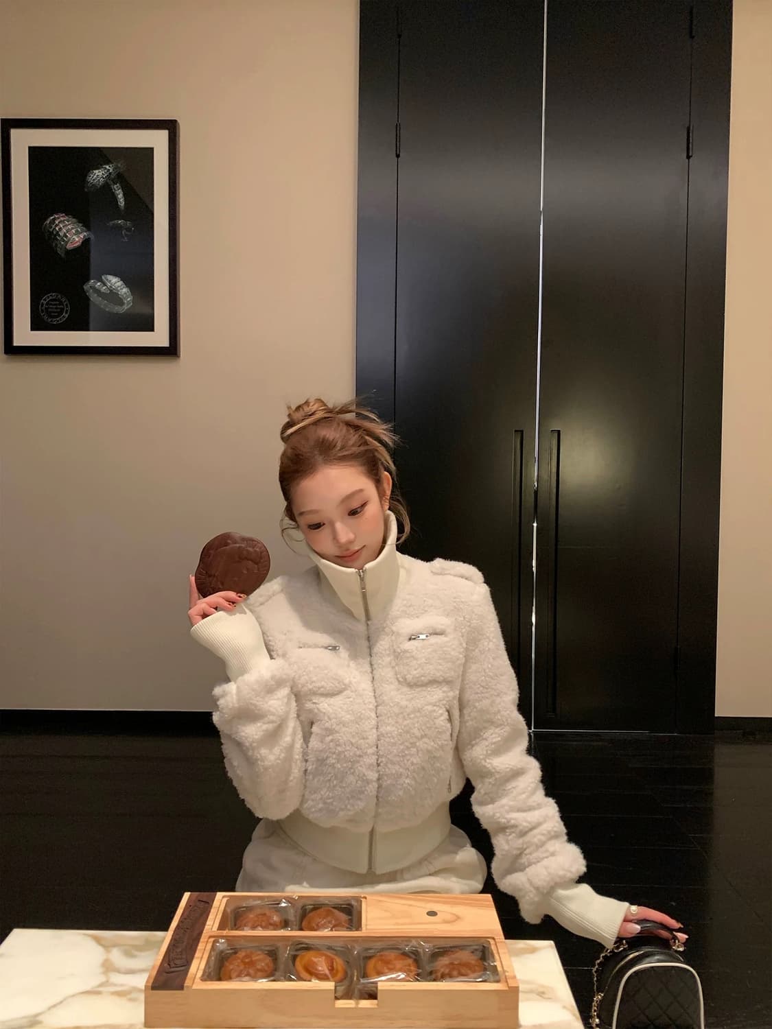 크롭 퍼 집업 자켓 상품이미지2