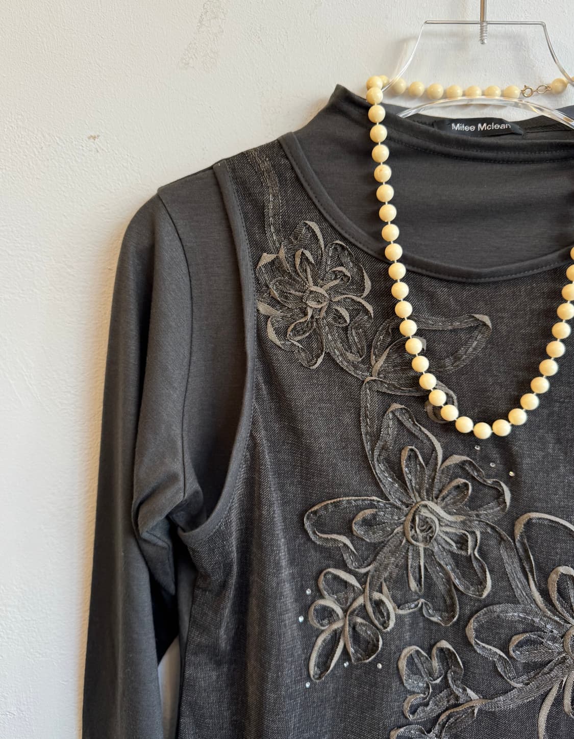 카키 & 브라운 오리엔탈 플라워탑 상품이미지2