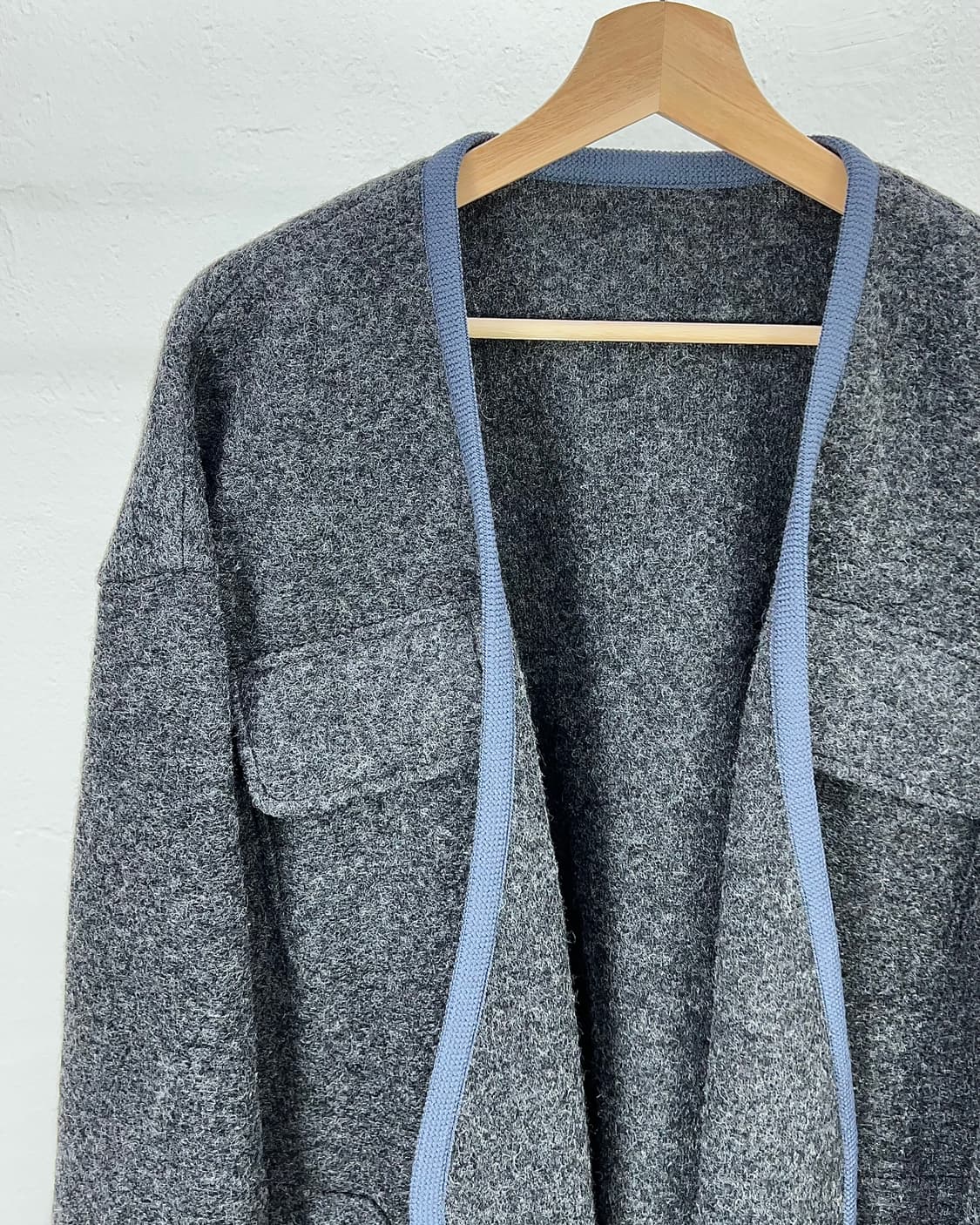 주카 믹스 블루 더플 와타 슬라이버 니트 코트 자켓 상품이미지2