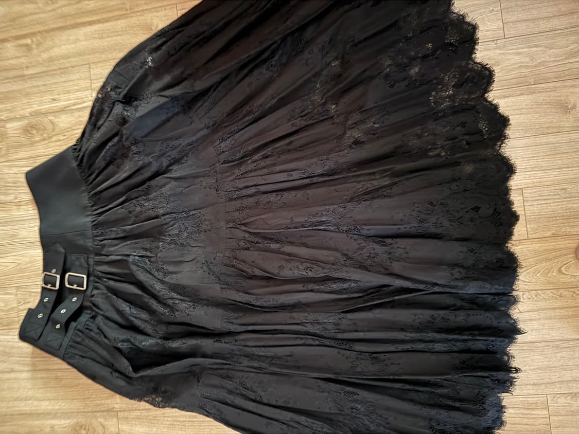 Aimons 레이스 롱 스커트 블랙 상품이미지2