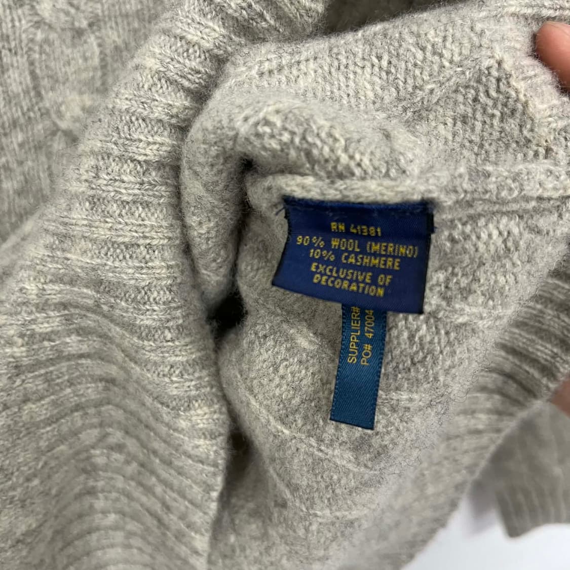 폴로 랄프로렌 울 캐시미어 프리미엄 케이블 니트 스웨터(L) 상품이미지7
