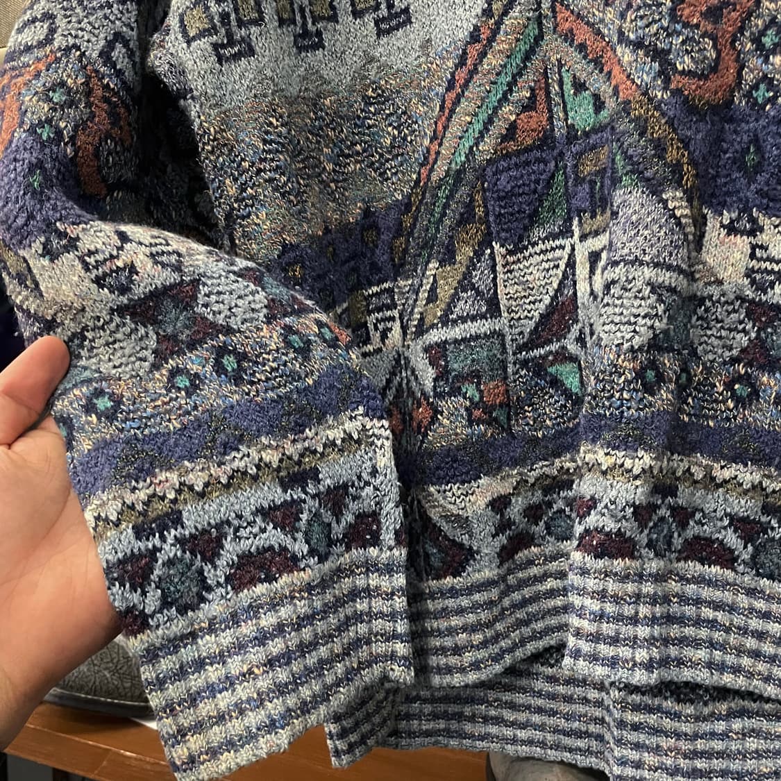 빈티지 에스닉 패턴 Made in Italy 니트 스웨터 N33 상품이미지5