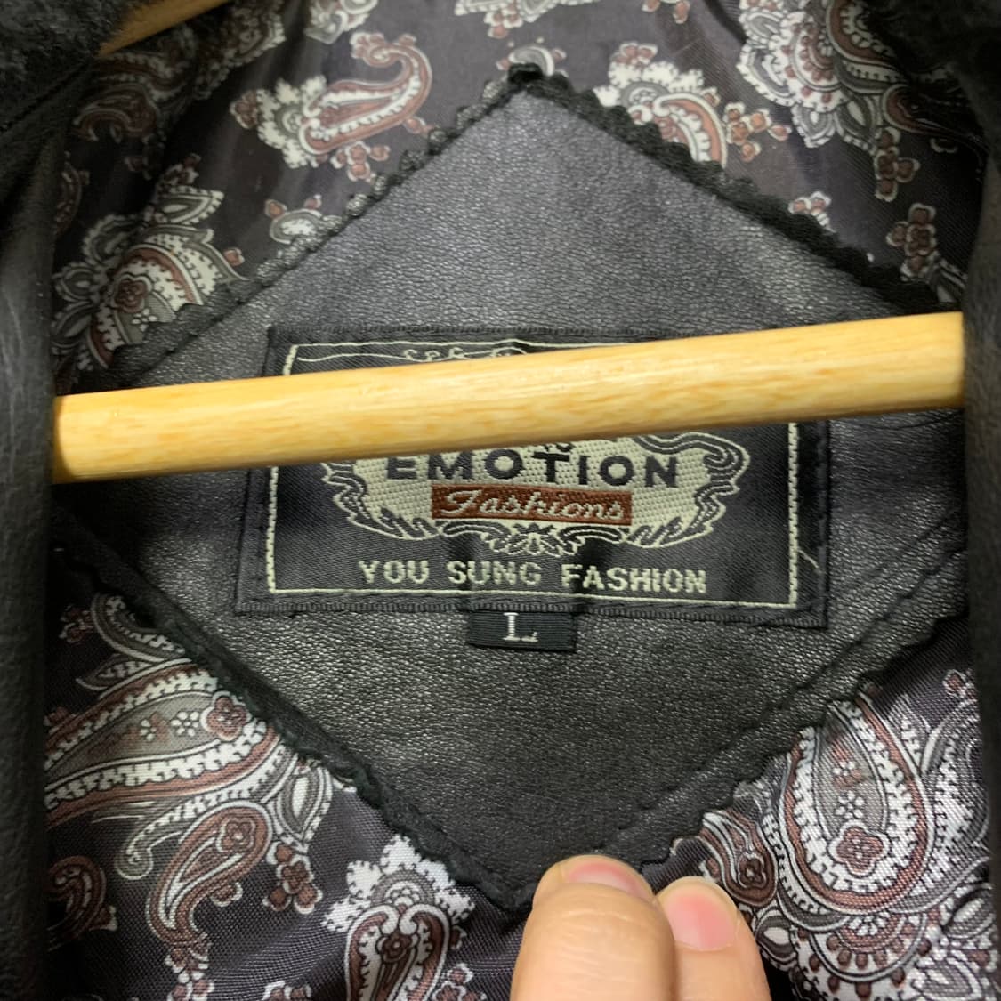 EMOTION 빈티지 양가죽 무스탕 리얼 레더 봄버 자켓 L 상품이미지4