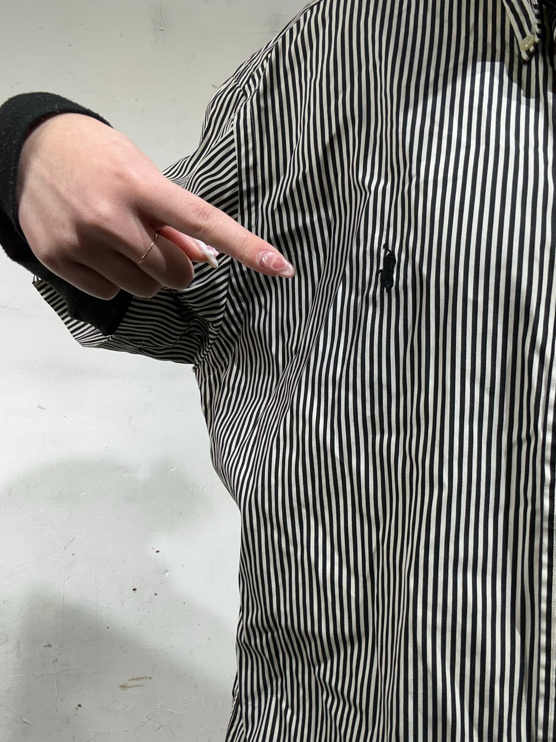 랄프 로렌 블랙 스트라이프 오버핏 반팔 셔츠 XL 상품이미지4