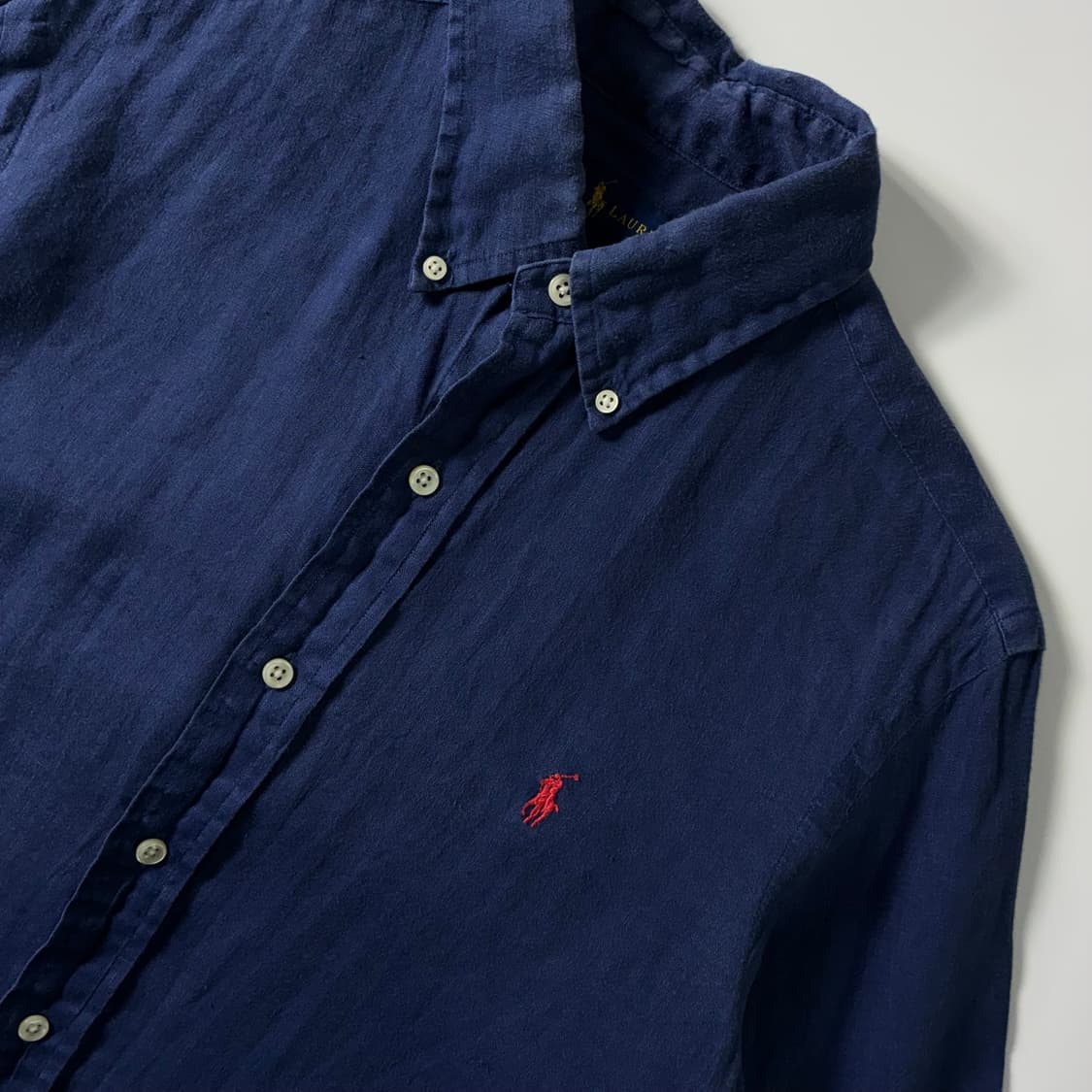 Polo  폴로 랄프로렌 자수 린넨 딥블루 셔츠  상품이미지3
