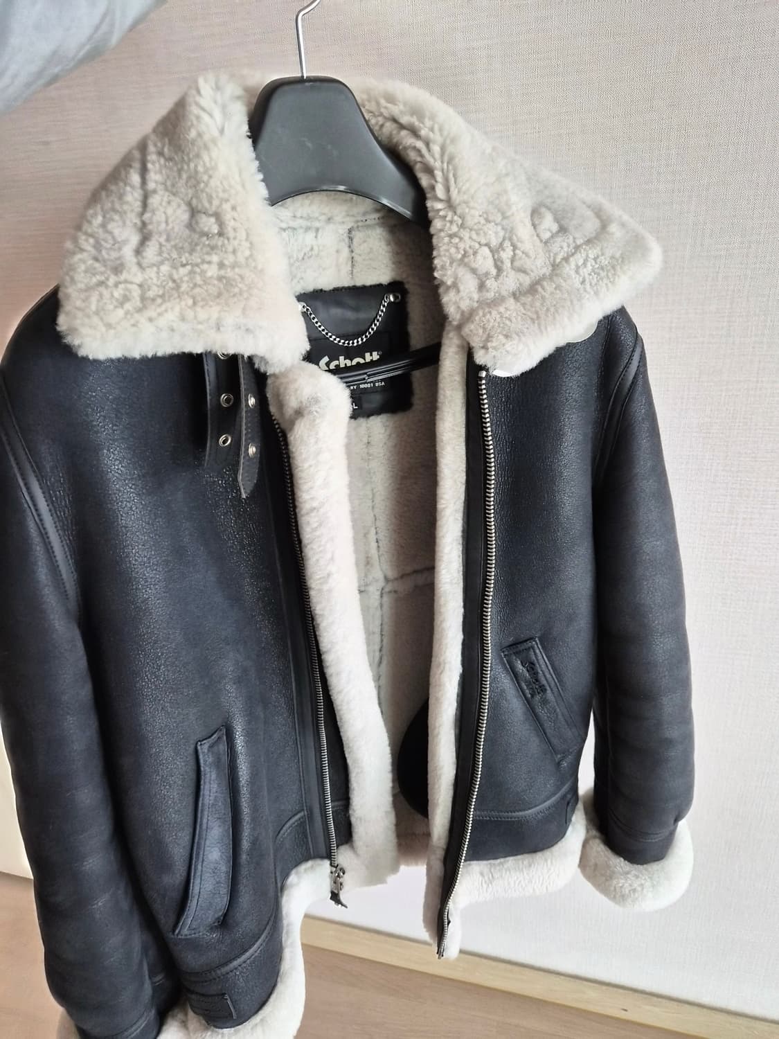 쇼트 schott 무스탕 L사이즈 회색 상품이미지4