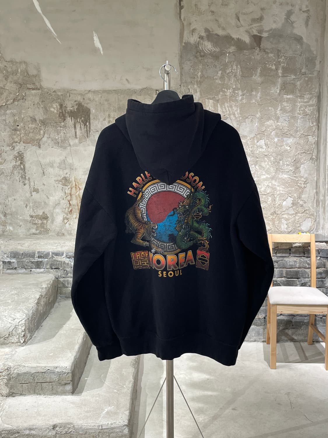 할리 데이비슨 코리아 블랙 드래곤 & 타이거 후디 집업 상품이미지6