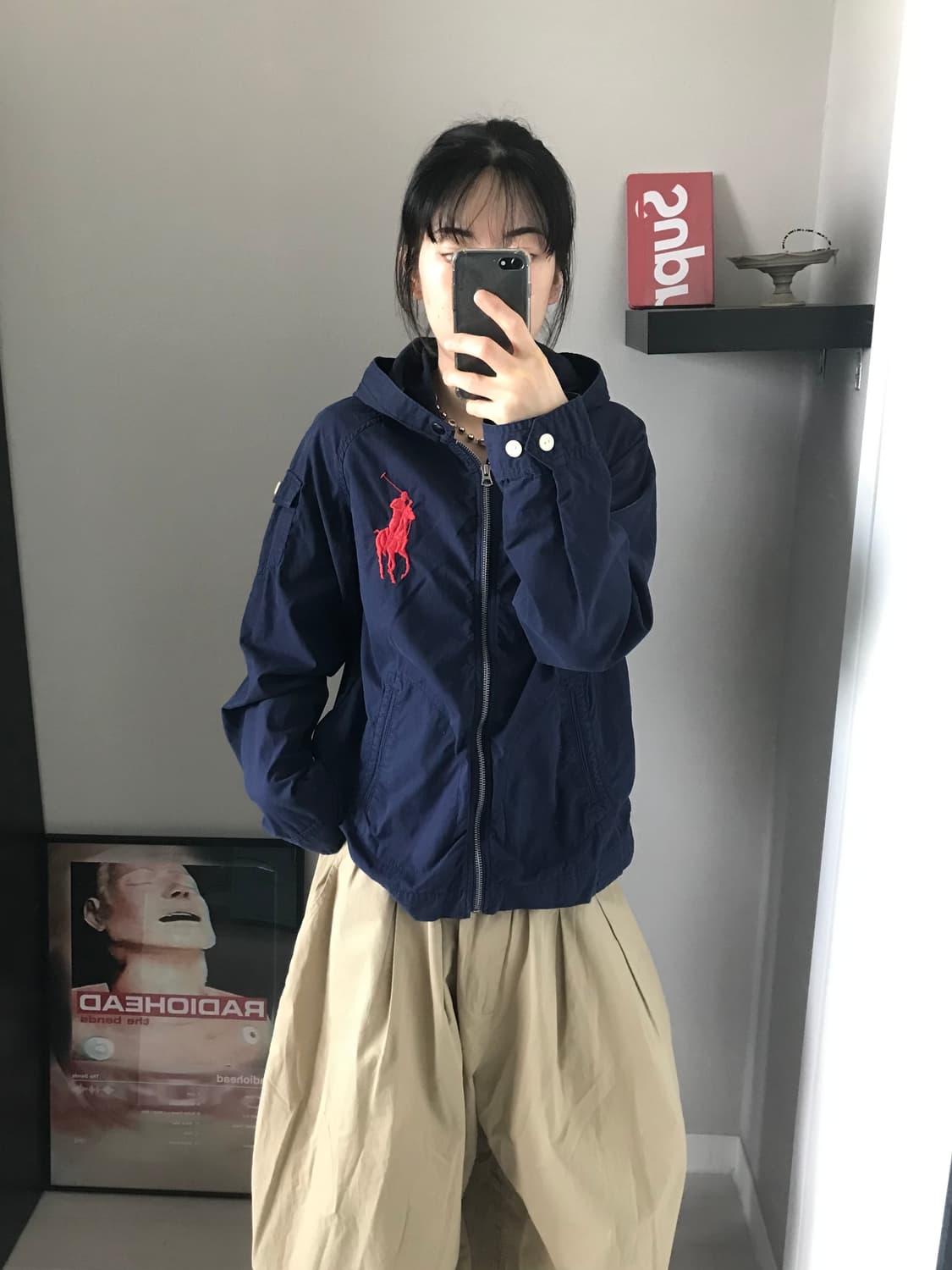 대장급 폴로 랄프로렌 빅 포니 로고 네이비 바람막이 자켓 상품이미지2