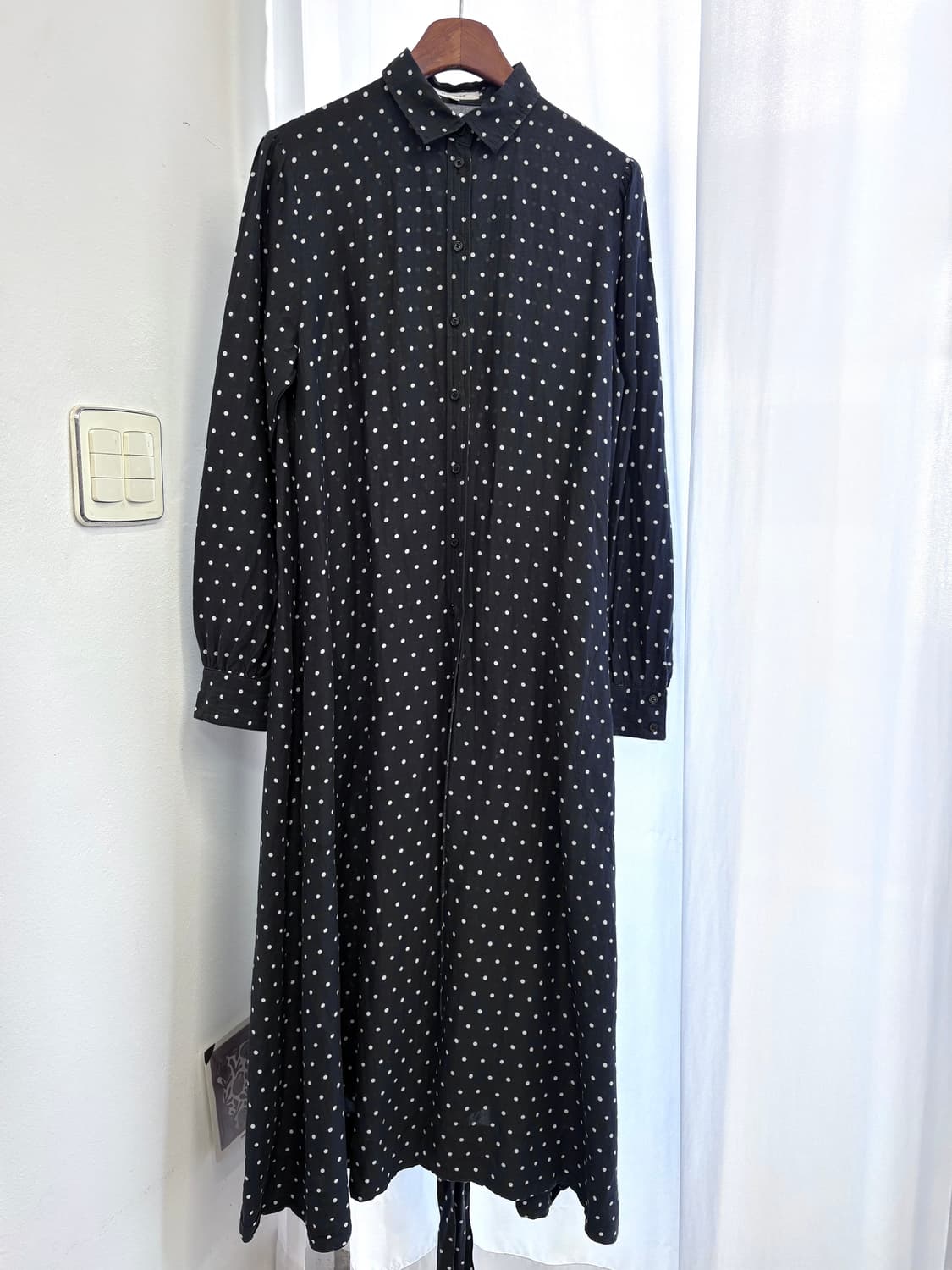 MOUSSY 도트 네이비 로브 맥시 롱 원피스 JPN  상품이미지1