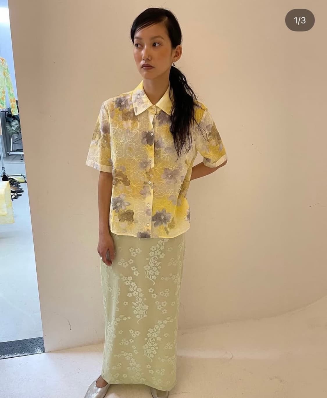 teak 코튼 플라워 셔츠 상품이미지1