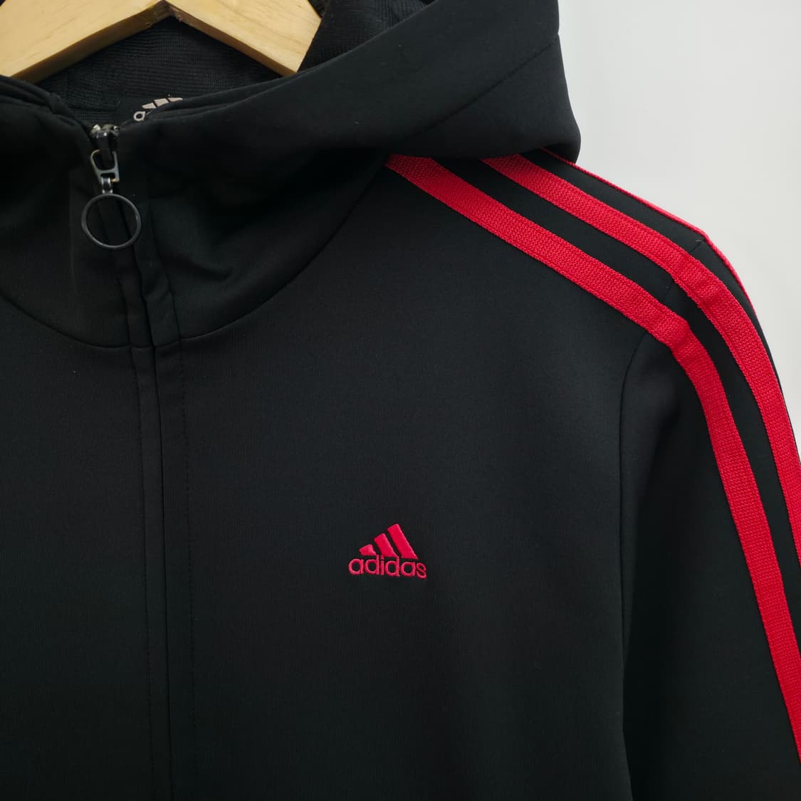 [S] 아디다스 블랙 핑크 후드 져지 자켓 상품이미지4