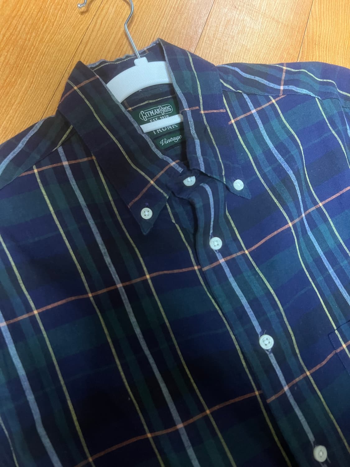 짓먼 깃먼 빈티지 네이비 체크 버튼다운 셔츠 상품이미지4