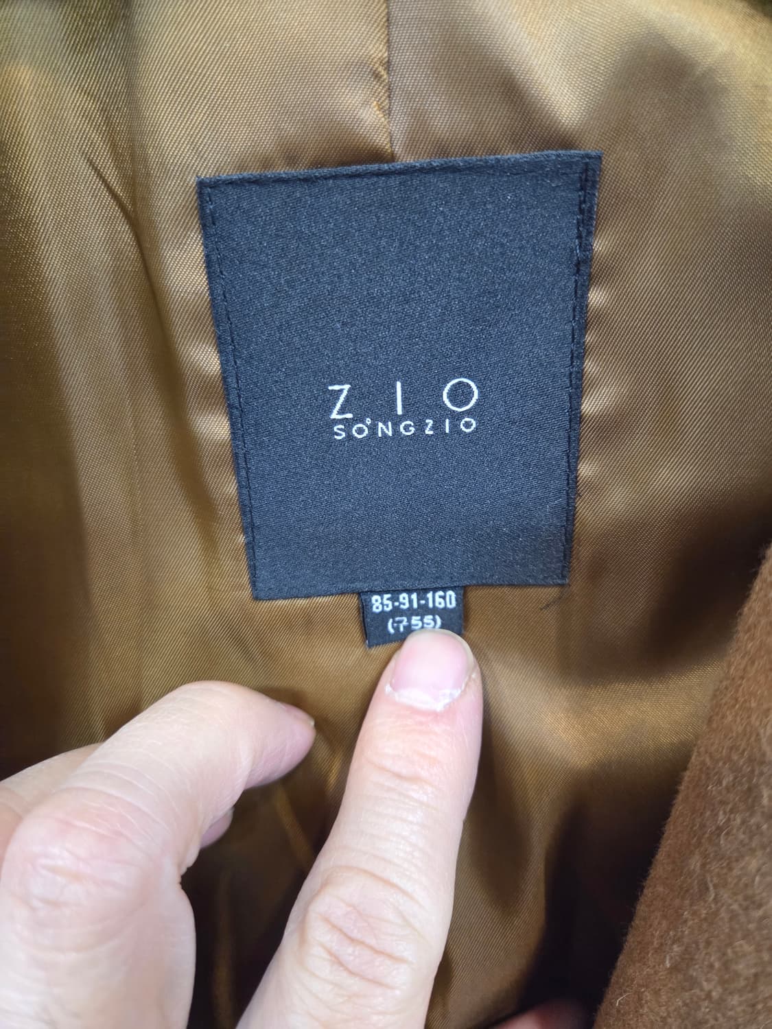 지오송지오 여성 울 레더 원버튼 배색 코트 55 상품이미지3