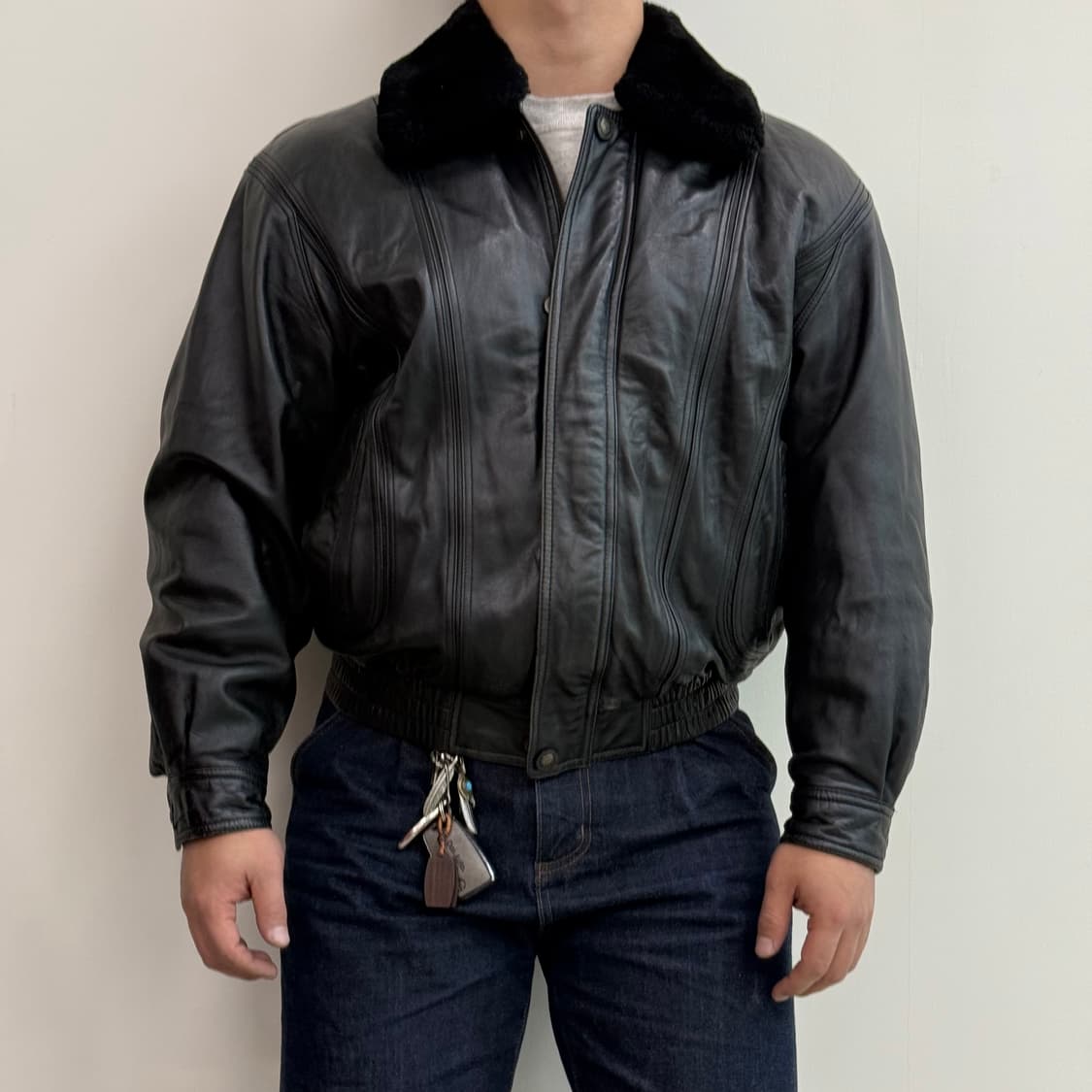 90's 런던 포그 무스탕 가죽 자켓 상품이미지1