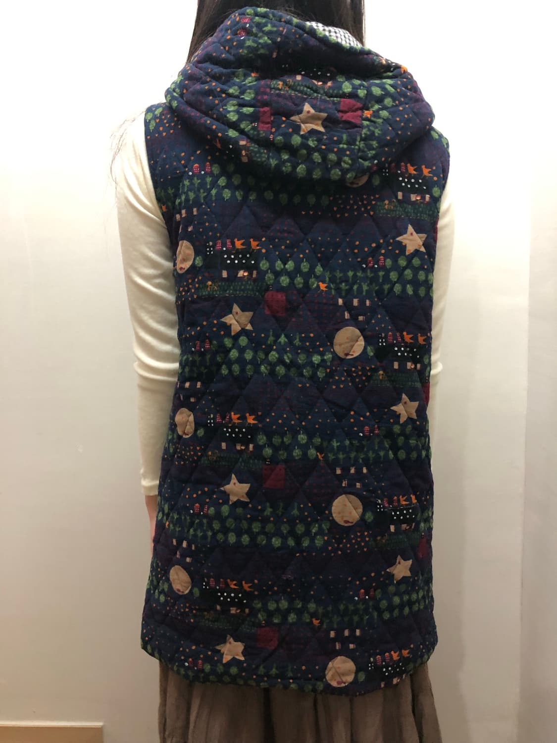 빈티지 네이비 모리걸 프린팅 베스트 패딩 상품이미지9