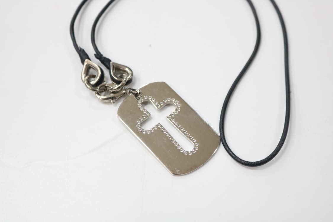 돌체앤가바나 빈티지 큐빅 크로스 도그택 실버 목걸이 상품이미지5