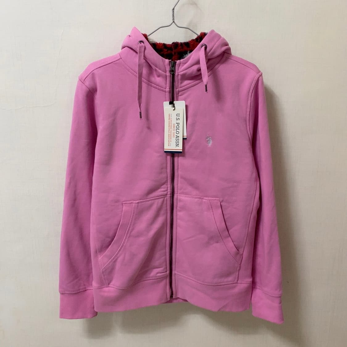 새상품 us 폴로 정품 핑크 코튼 기모 후드집업 L 100 화이트라벨 상품이미지1