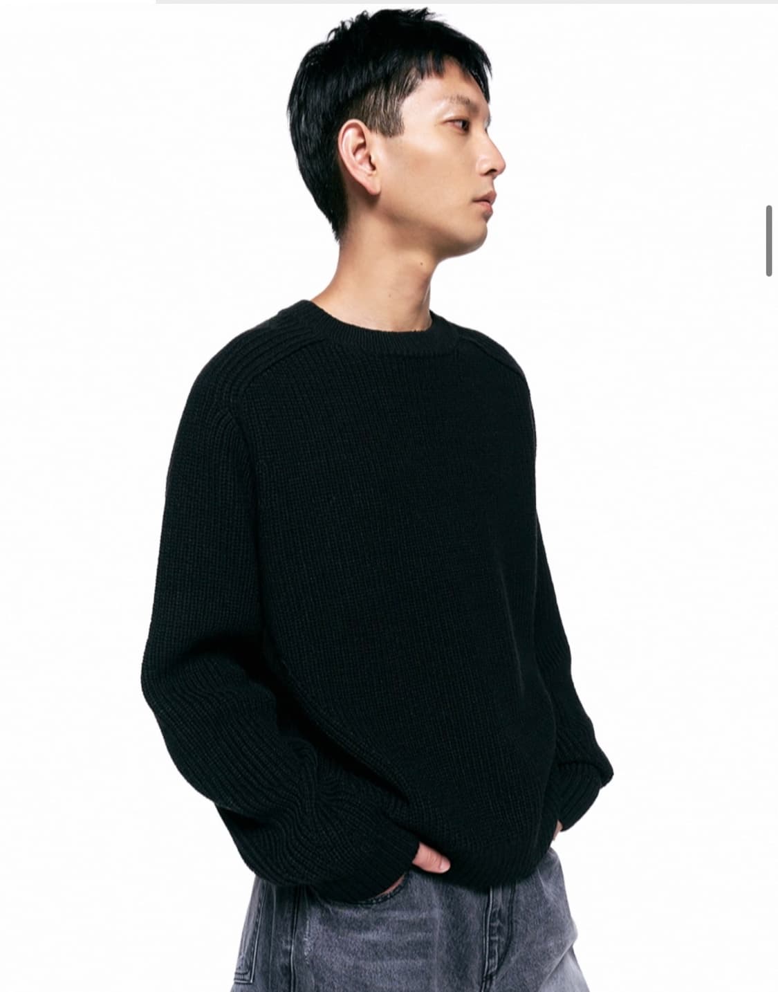 인사일런스 볼드 리브 니트 BLACK L사이즈 상품이미지4