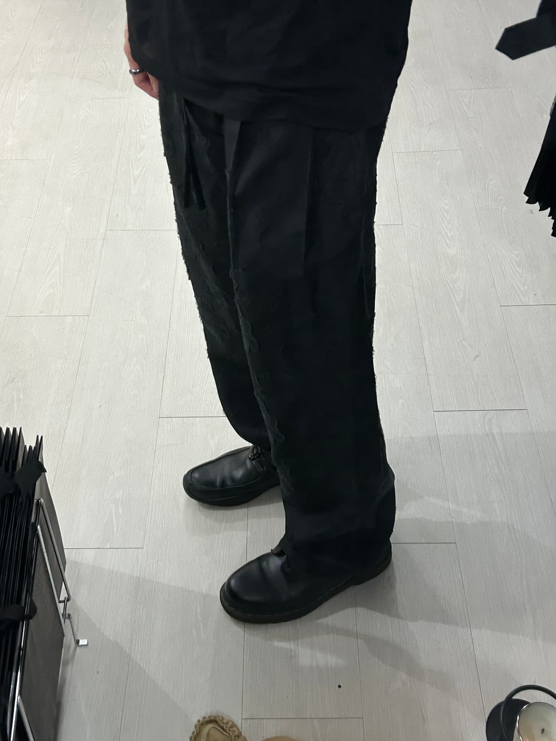 youth structured wide pants black flower 상품이미지2