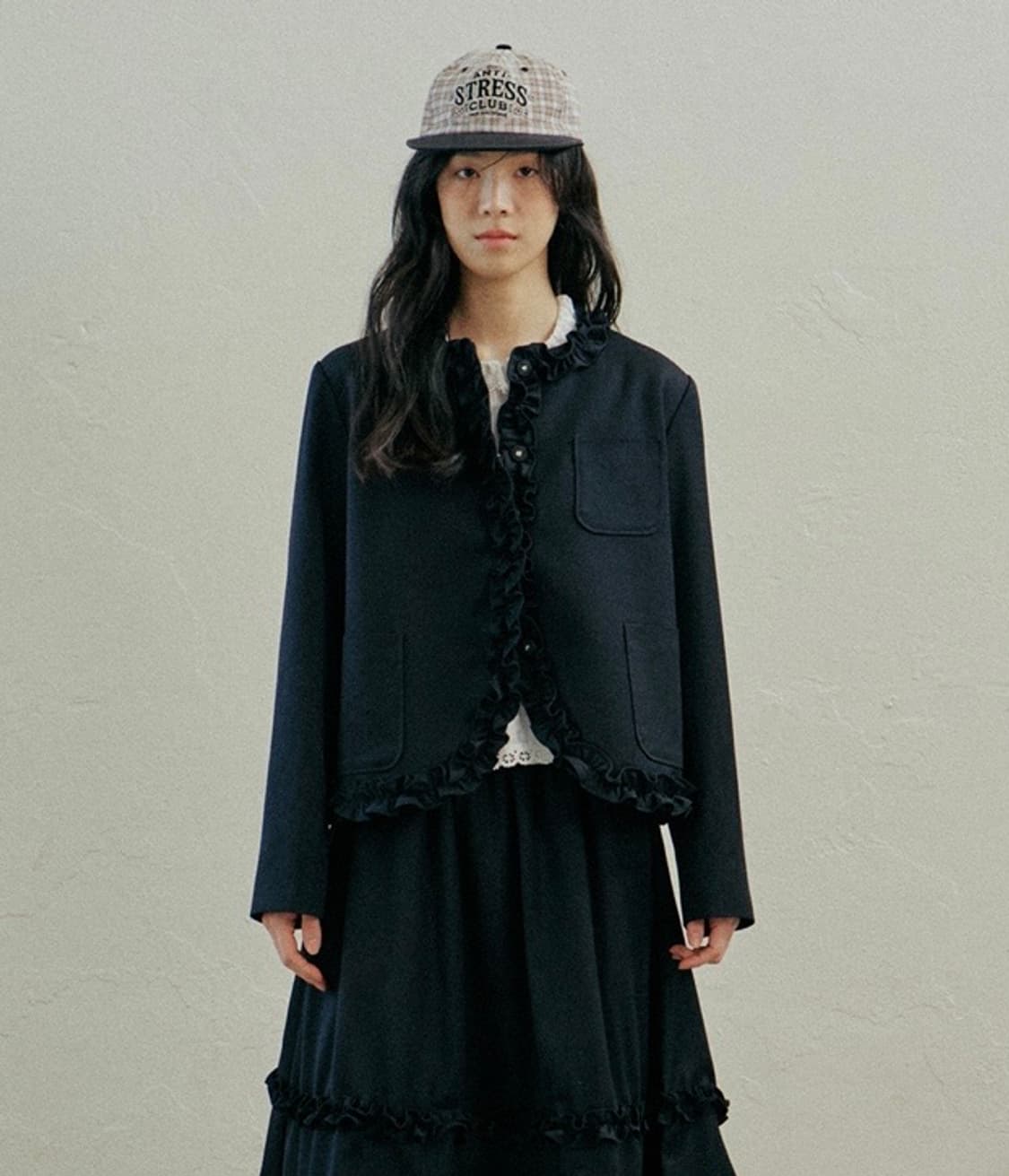 호쿠스포쿠스 젠틀 프릴 블레이저 다크네이비 S 사이즈 상품이미지5