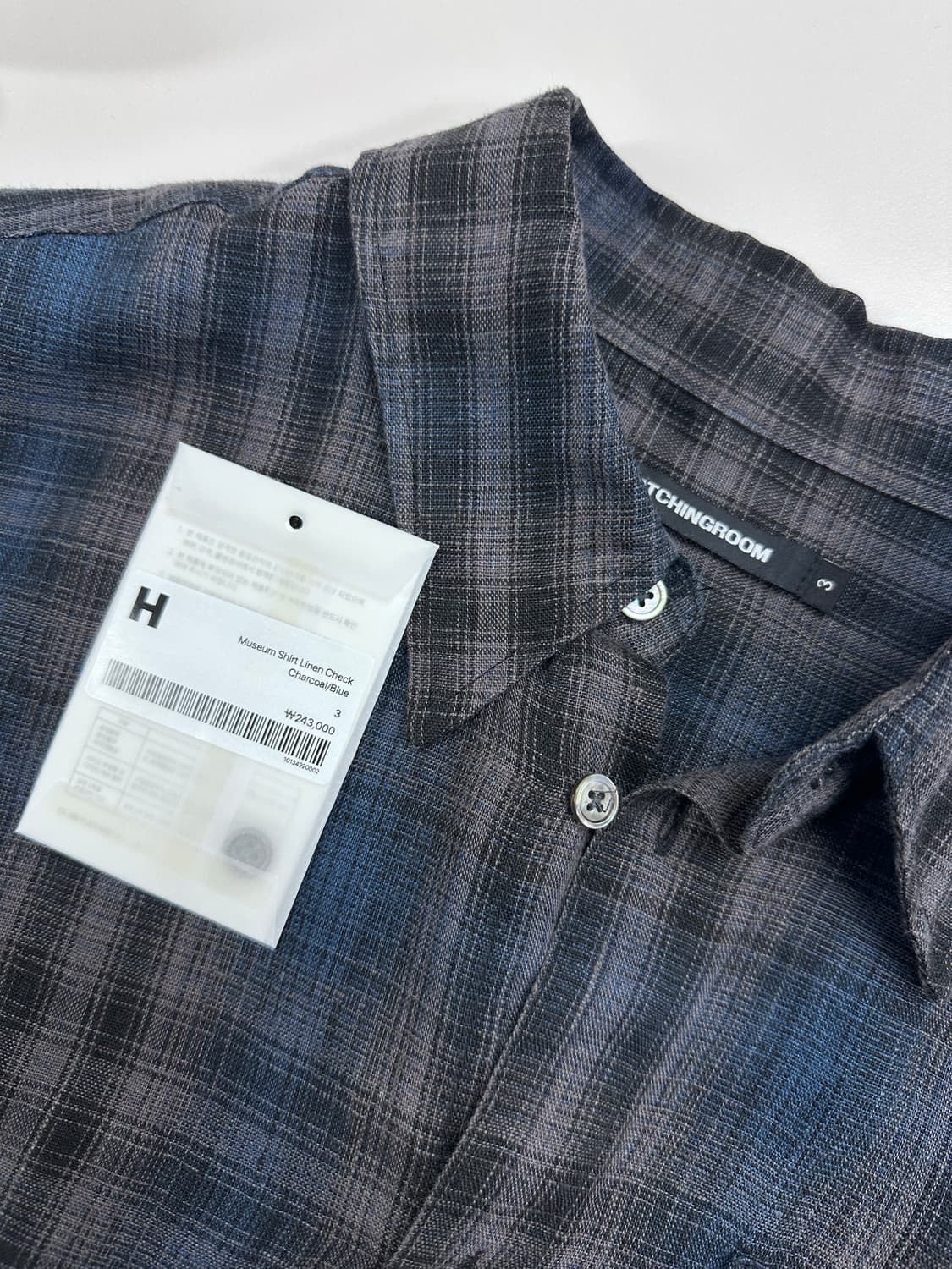 [3] 해칭룸 뮤지엄 셔츠 Linen Check 챠콜블루 상품이미지5