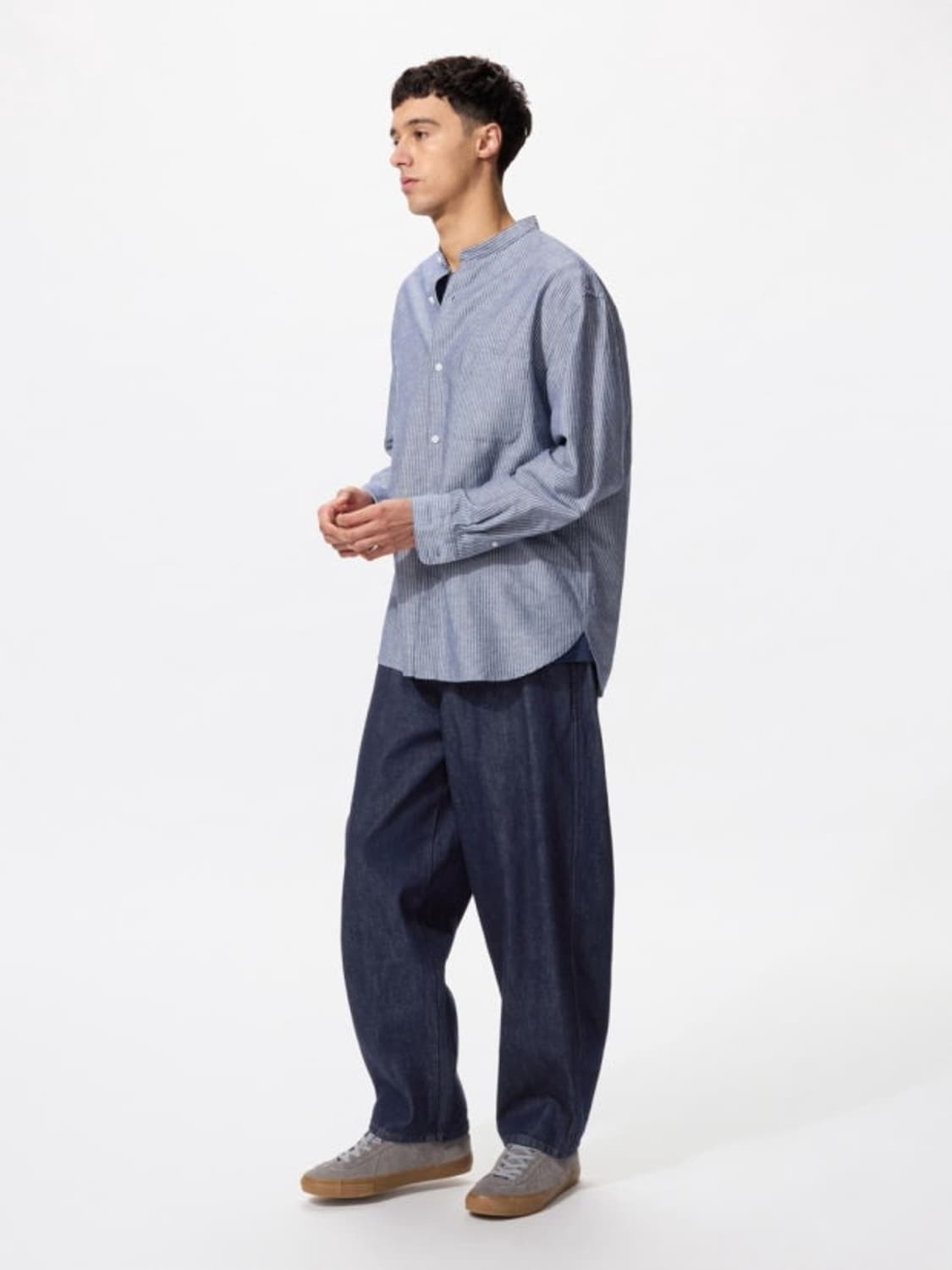 유니클로 와이드테이퍼드진 68blue M사이즈 상품이미지1