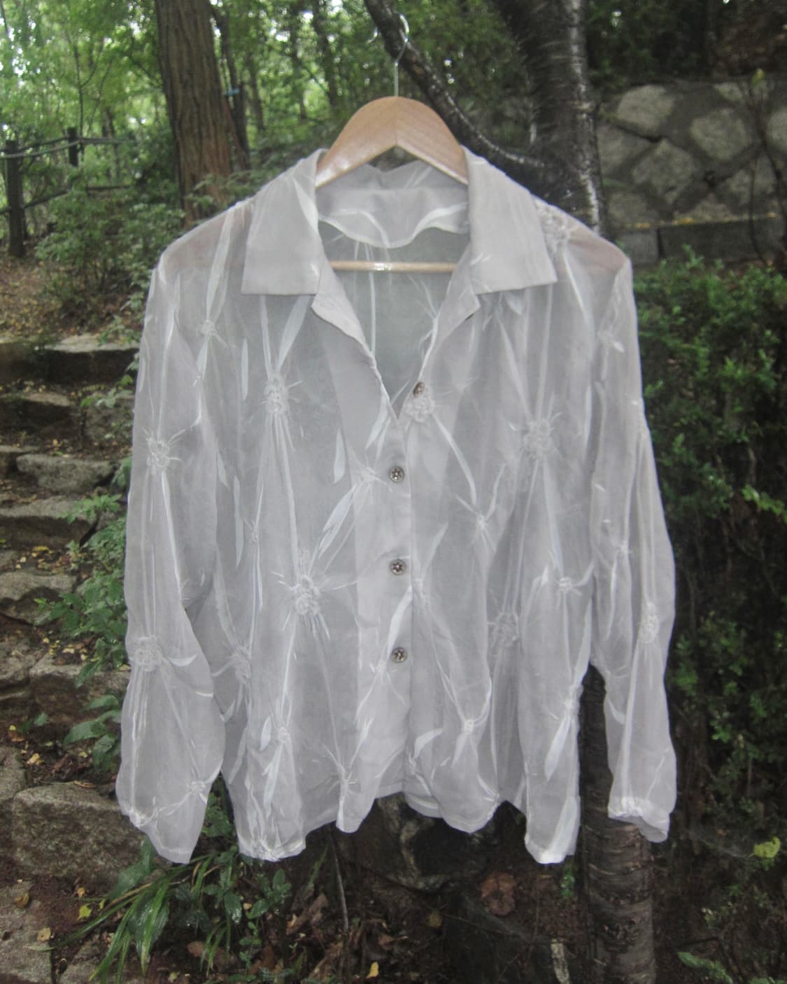 vintage flower see-through shirt 상품이미지1