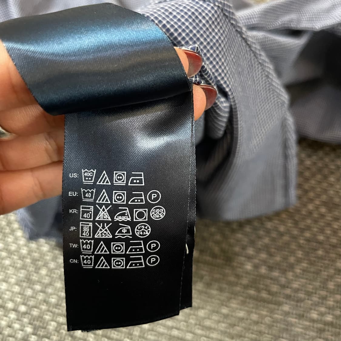 타미힐피거 네이비 마이크로 체크 긴팔 셔츠 뉴욕핏 L 상품이미지5