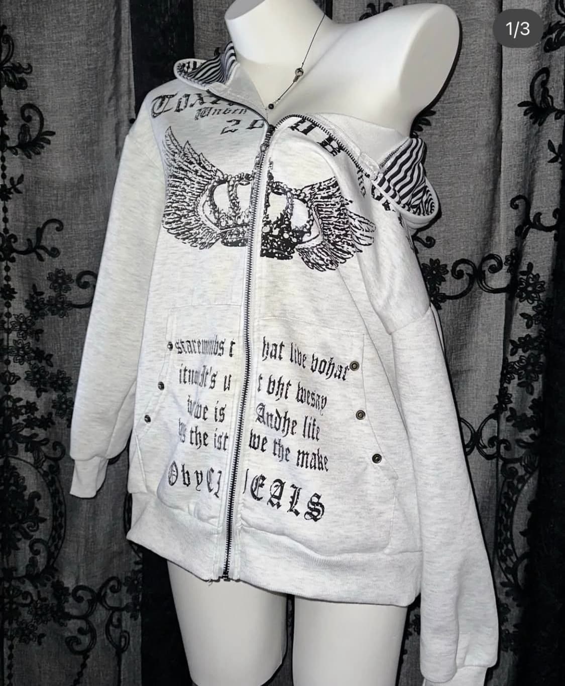 데일리 펑크 화이트 후드집업 상품이미지1